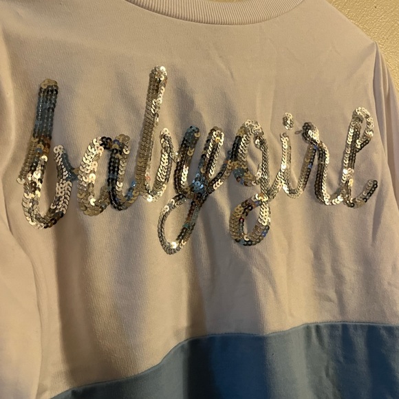 Rue21 “Baby girl” silver sequin long sleeve shirt sweatshirt colorblock cute! - Picture 8 of 8
